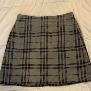 J. Crew Black and Gray Plaid A-Line Skirt
